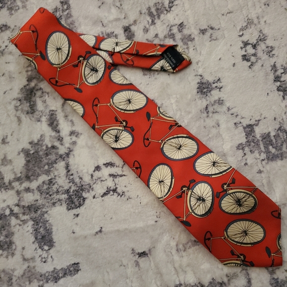 Lands' End Red Silk Men's Bicycle Tie - biking, cycle, Excellent conditi… - Picture 13 of 13